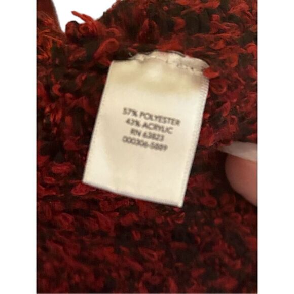 Christopher & Banks Womens Chunky Red Open Front Popcorn Sweater sz M Minimalist - Picture 4 of 4